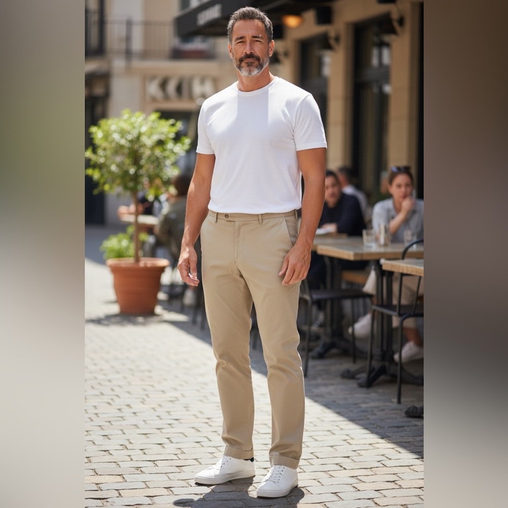 Corbin Heritage Khaki Dress Pants Pleated Cuffed Front Mens 36 R Light Beige